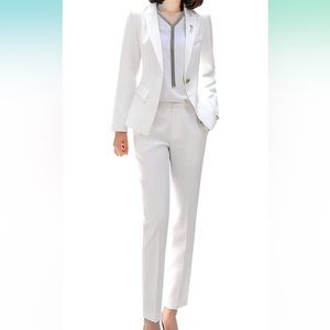 2 Piece Blazer Suit Solid Business or Casual Work Sets Blazer Jacket Pantsuits
